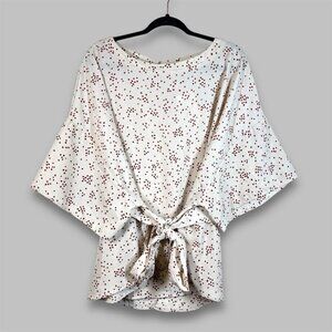 Hayden the Leslie Shirt-Dots Scoop Neck Cream Boho Blouse Size 2XL-3XL